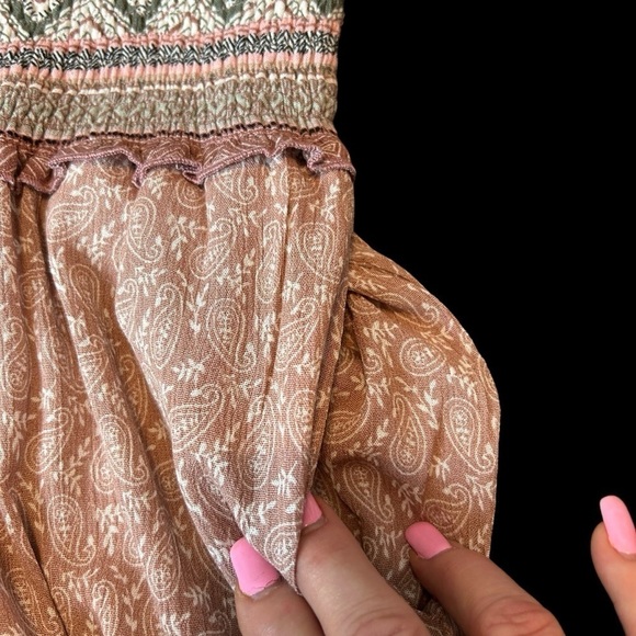 KORI Boho Wide Leg Ruffled Flare Lightweight Paisley and Aztec Print Pants Sz.S - Picture 6 of 15